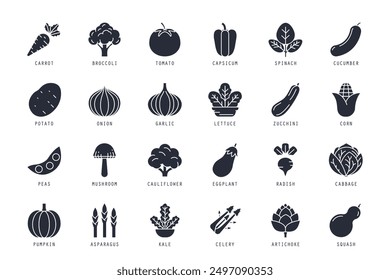 Set of vegetable icons vector illustration. icons bundle isolated on white background