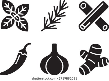 Conjunto de silhuetas vegetais, isoladas em um fundo branco, perfeito para comida, culinária, estilo de vida saudável e projetos de ilustração.