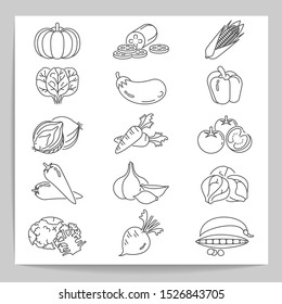  Set of vegetable , vector icons .