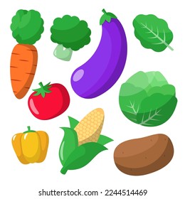 Set of vegetable vector illustrations isolated on white background