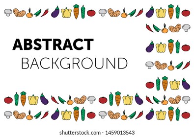 Set of vegetables. ABSTRACT BACKGROUND. set of vector icons vegetables. tomato, cucumber, carrot, peppers, eggplant, pea, onion, potate, mushroom.