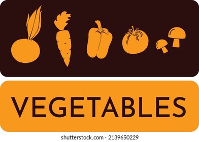 Set vegetables brown and ginger color card vector illustration.