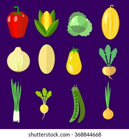 set of vegetables, cabbage,  onion, pepper, corn
