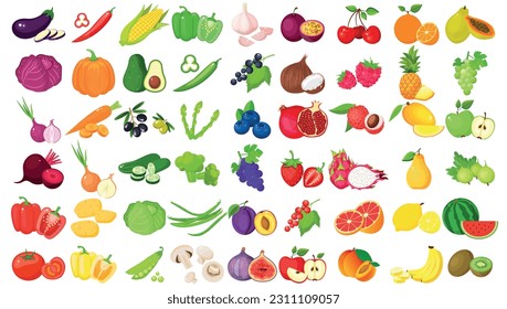 A set of vegetables in cartoon style. The concept of healthy food and products. A bright element for your design.