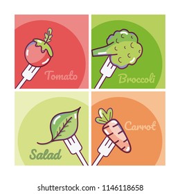 Set of vegetables cartoons
