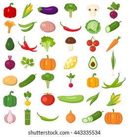 Set of vegetables. Different colorful vegetables. All kinds of green vegi for cooking meals, planting in garden.