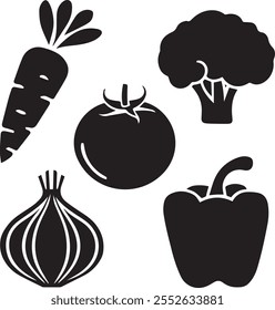 A set of vegetables flat color vector image 