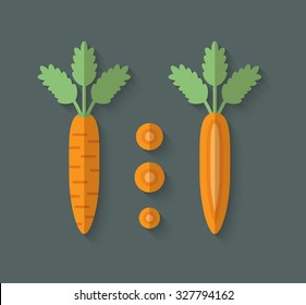 A set of Vegetables in a Flat Style with an Oblique Blend Shadow - Carrot