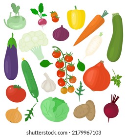 Set of vegetables. Flat style. Vector illustration 