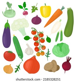 Set of vegetables. Flat style. Vector illustration 