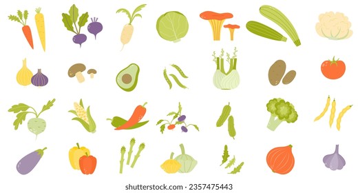 Set of vegetables . Flat style. Vector illustration