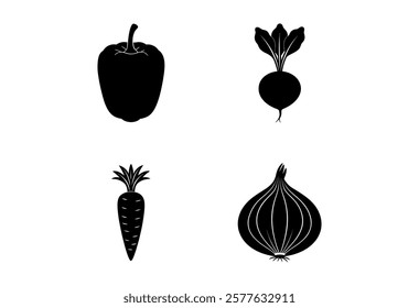 set of vegetables and fruits  food, icon, 