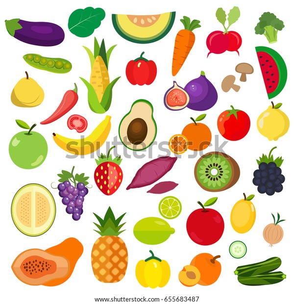 Set Vegetables Fruits Icon Stock Vector (royalty Free) 655683487 