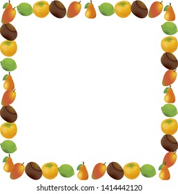 Set of vegetables and fruits icons illustration rectangle frame background 