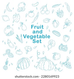 Set of Vegetables and Fruits. Pattern with blue vegetables. Vector illustration. Food background which can be used as web site backdrop, store or farmer's market decoration, food packaging.