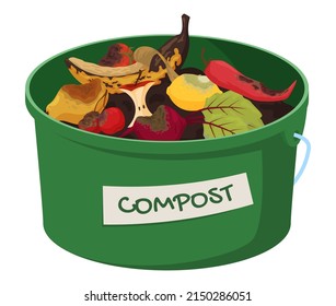 Set of vegetables fruits rotting products. Composting food. Perishable products. Vector illustration on a white background