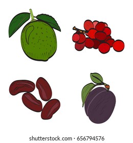 Set of vegetables and fruits, Vector illustration