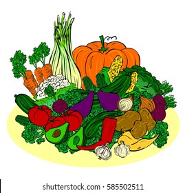 Set of vegetables from the garden