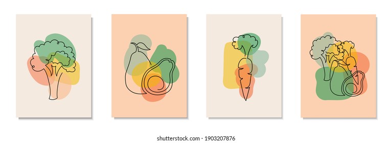 Set of vegetables in a hand drawn linear style. Vector illustration.