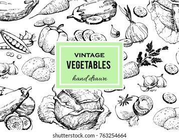 Set of vegetables hand drawn. organic food