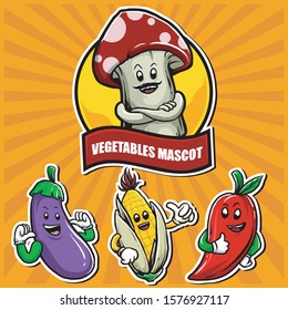 set of vegetables icon mascot vector illustration