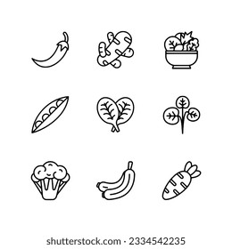 Set of vegetables icon on white