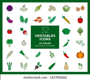 Set of Vegetables icons in color	
