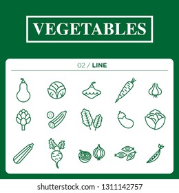 set of vegetables icons in line