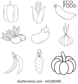 Set of vegetables icons on white background