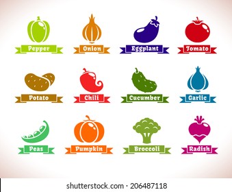 Set of vegetables icons, vector collection