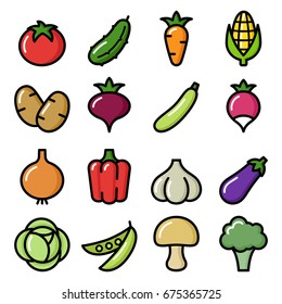 Set of vegetables icons. Vector illustration