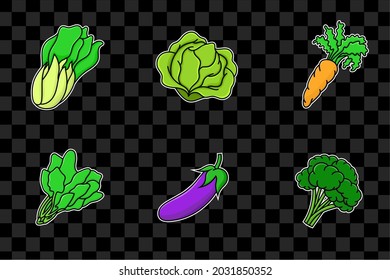 Set of vegetables isolated illustration vector. vegetable element design can use for vegan vegetarian design, poster, banner, flyer, pamphlet, leaflet, brochure, catalog, food menu, icon, web, website