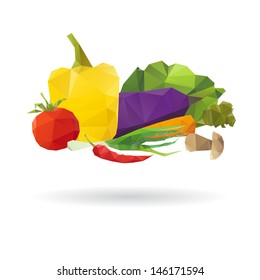 Set of vegetables isolated on a white backgrounds. Vector illustration