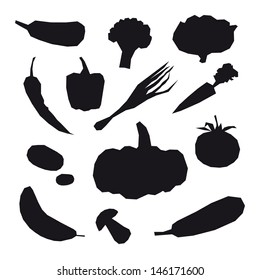 Set of vegetables isolated on a white backgrounds