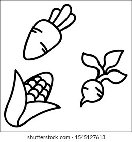 Set of vegetables isolated on white background.