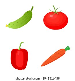 Set of vegetables isolated on white background. Vector illustration