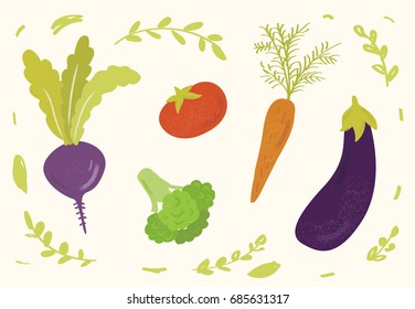 Set of vegetables for menu and recipe