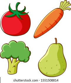 Set of vegetables on white background illustration