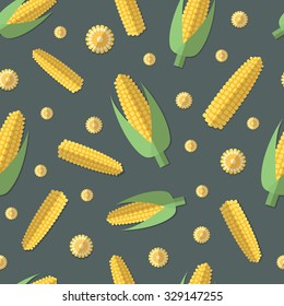 A set of Vegetables Patterns in a Flat Style with Shadow for Printing on Fabric - Corns