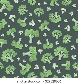 A set of Vegetables Patterns in a Flat Style with Shadow for Printing on Fabric - Broccoli and Caulifower