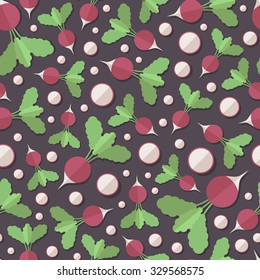 A set of Vegetables Patterns in a Flat Style with Shadow for Printing on Fabric - Radishes