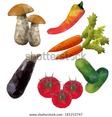 Set of vegetables from polygons