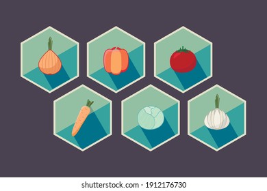 Set of vegetables retro style proper food illustration vector