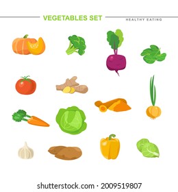 Set of vegetables and roots