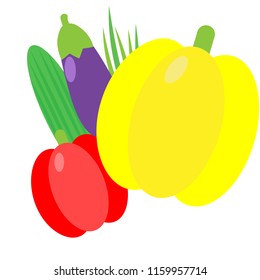 Set of vegetables in the style of a flat