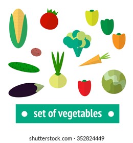 A set of vegetables in style flat
