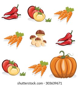 Set of vegetables. Vector set