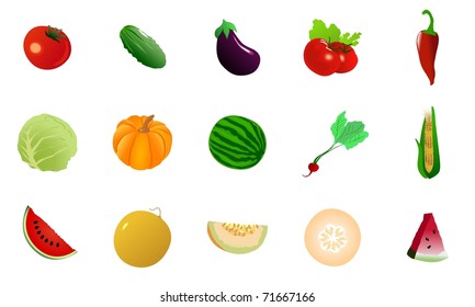 Set of vegetables. Vector