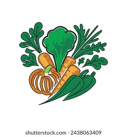 A set of vegetables vector art illustration.