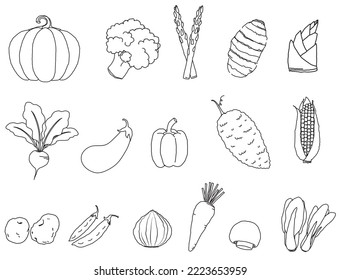Set of vegetables vector collection hand drawn sketch